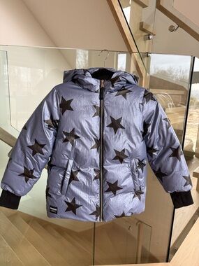nununu Metallic blue Star Hooded Puffer Jacket